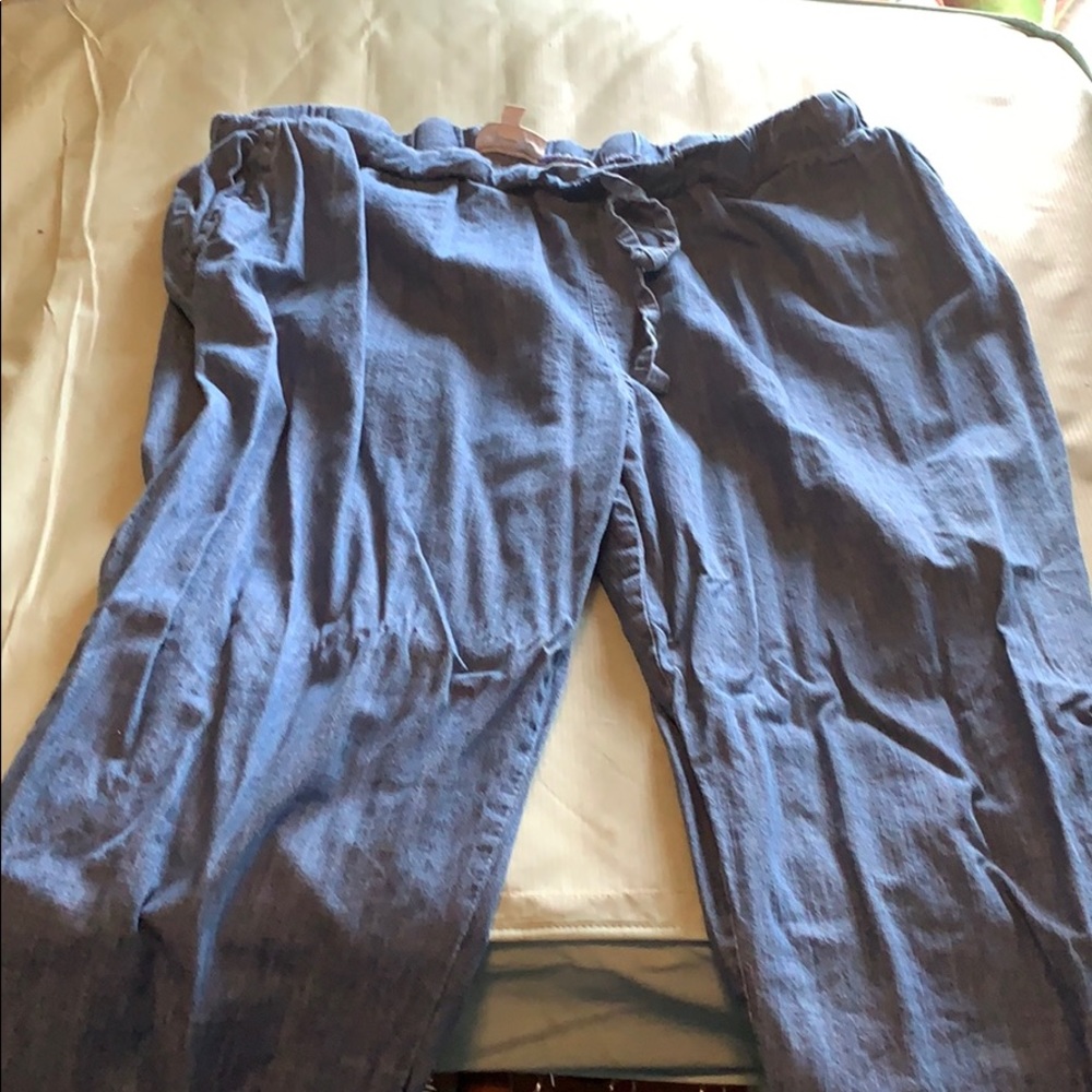 Woman within drawstring denim